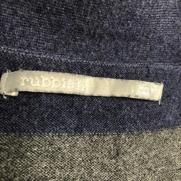 Rubbish Women Blue Gray Cardigan‎ Stripped Large 100% Cotton - Picture 14 of 16